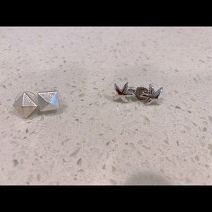 2 sets of small silver earrings